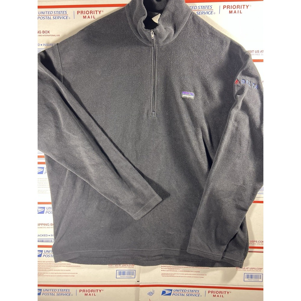 Y2K Patagonia‎ Synchilla Sweater Mens XXL Fleece 1/4 Zip Delta Airlines Pullover